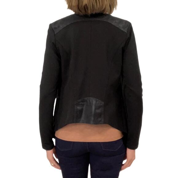 CAbi Owens Cascading Open Front Cardigan Sz XS Black Knit Jacket Moleskin Drape - Picture 3 of 9